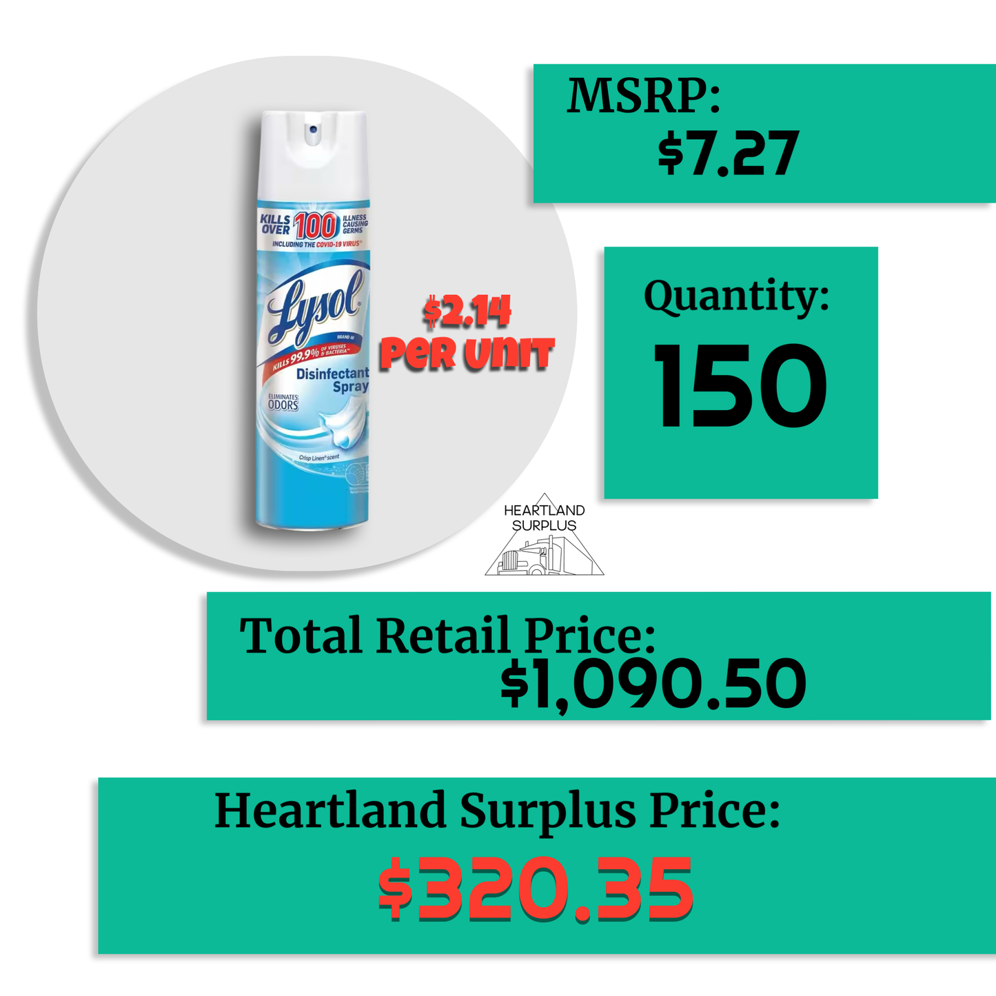 Lysol Disinfectant Spray 19.6 OZ (150 UNITS)